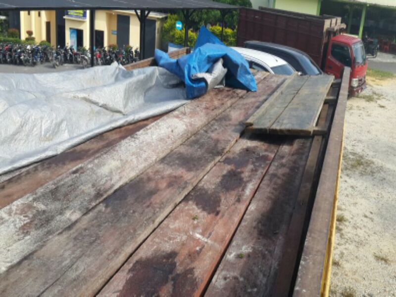 Polisi Tangkap 3 Unit Truk Bermuatan Kayu Olahan