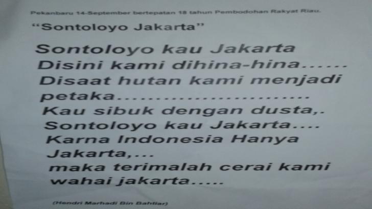 Puisi Derita Asap Riau, Ceraikan Kami dari Sontoloyo Jakarta