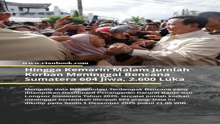 Hingga Kemarin Malam Jumlah Korban Meninggal Bencana Sumatera 604 Jiwa, 2.600 Luka