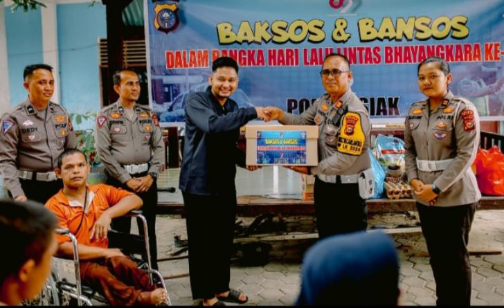 Hari Lalu Lintas 2024, Satlantas Polresta Siak Serahkan Bantuan Sosial ke Sejumlah Panti Asuhan