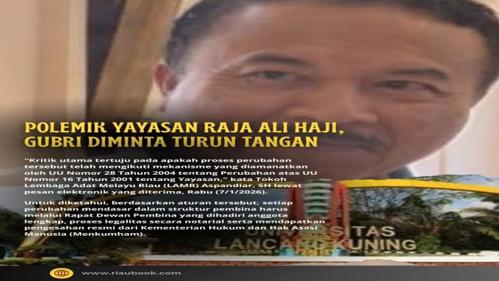 Polemik Yayasan Raja Ali Haji, Gubri Diminta Turun Tangan