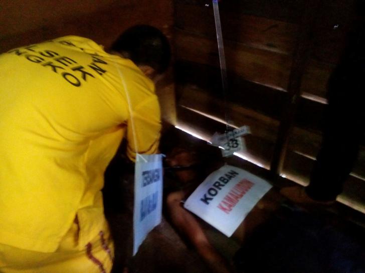 Polres Rohil Gelar Rekontruksi Seorang Anak Membunuh Ayah Kandungnya
