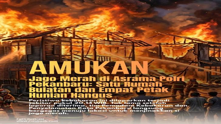 Amukan Jago Merah di Asrama Polri Pekanbaru: Satu Rumah Bulatan dan Empat Petak Hunian Hangus