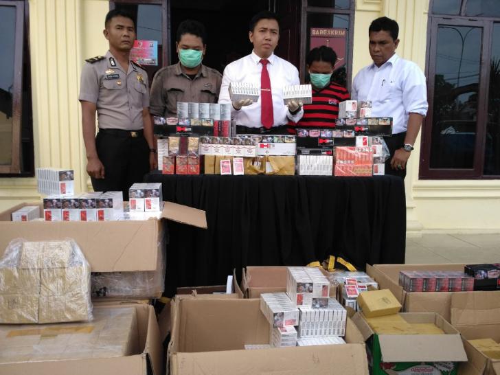 Polres Rohul Sita Ribuan Rokok Ilegal Saat Melakukan Razia Cipta Kondisi