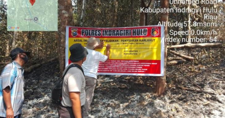 Polres Inhu Amankan Pelaku Pembakaran Lahan, 1,8 Hektare Terbakar