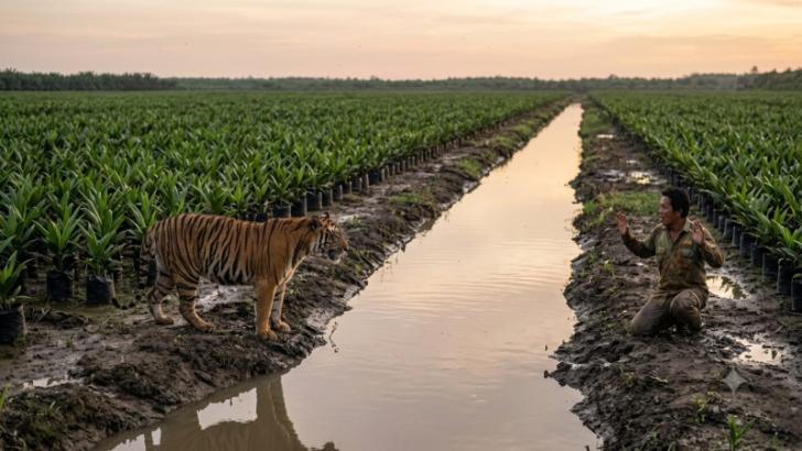 Pekerja Alat Berat Diserang Harimau Sumatera di Teluk Lanus Siak