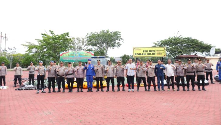 Siaga Musim Hujan, Polres Rohil Lakukan Pengecekan Sarana Taktis Antisipasi Banjir