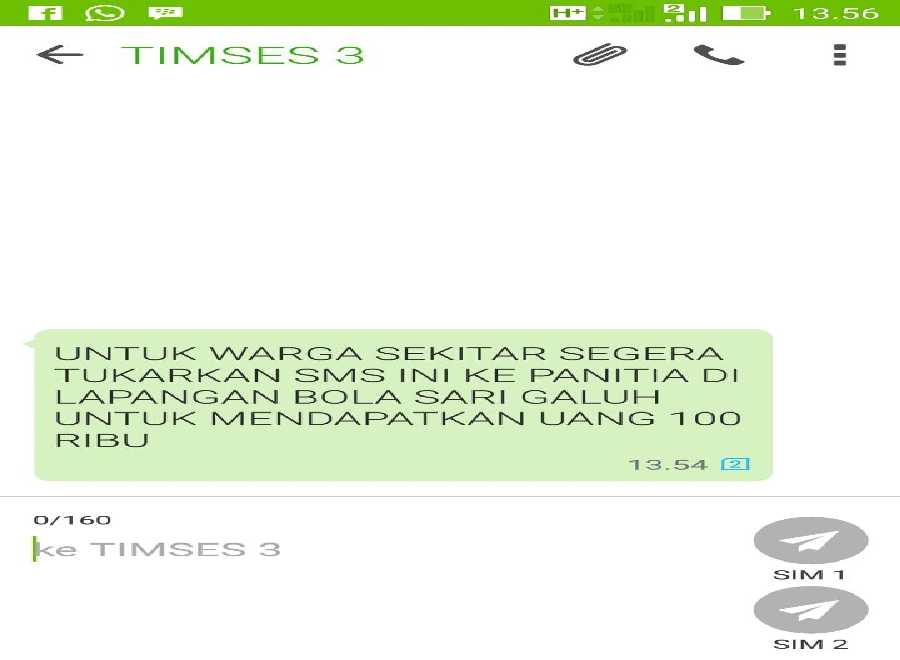 SMS Gelap Pilkada Kampar Layaknya 'Mama Minta Uang' Rugikan Paslon, Tim Pemenangan Meradang