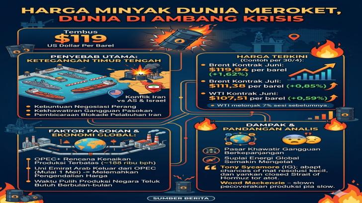 Harga Minyak Dunia Tembus 119 US Dollar Per Barel, Dunia Diambang Krisis
