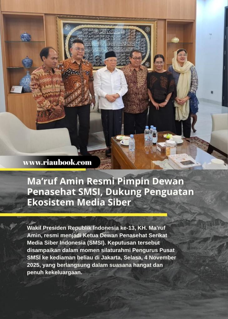 Ma'ruf Amin Resmi Pimpin Dewan Penasehat SMSI, Dukung Penguatan Ekosistem Media Siber