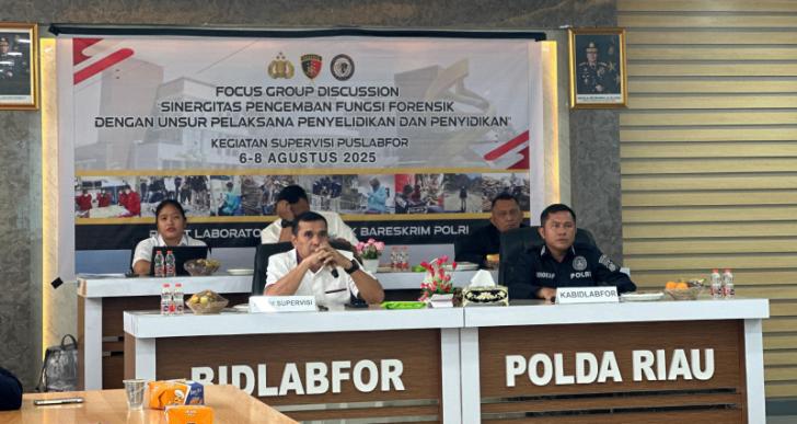 Puslabfor Bareskrim Polri Supervisi Bidlabfor Polda Riau, Perkuat Peran Forensik dalam Penyidikan Berbasis Ilmiah