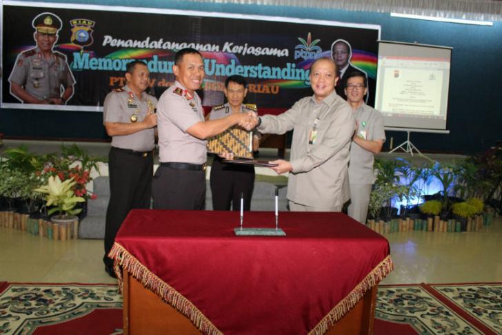 Wujud Sinergitas, Polda dan PTPN V Teken Kesepakatan Bersama