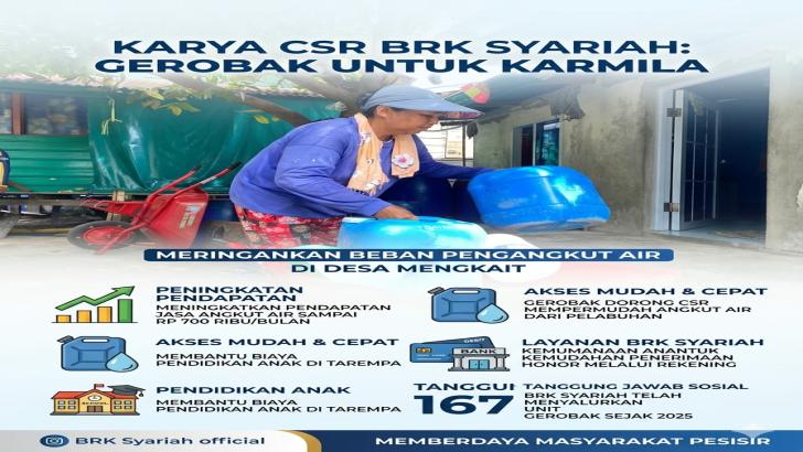 Senyum Karmila di Desa Mengkait: Gerobak Bantuan BRK Syariah Ringankan Beban Ibu Tangguh Pesisir
