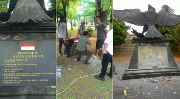 Astaga, Ada Plakat Pancasila Bertuliskan Bahasa China di TMII
