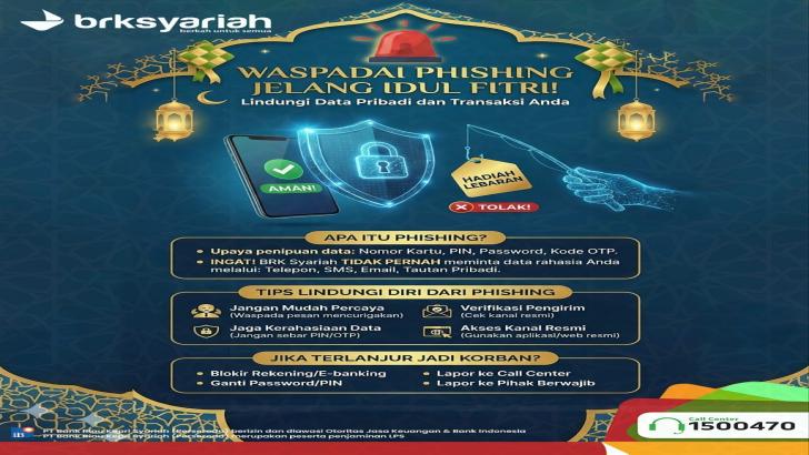 Waspada! Jelang Idul Fitri Kejahatan Phishing Siber Kian Meningkat, BRK Syariah Edukasi Nasabah