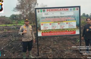 Pencegahan, Polsek Teluk Meranti Pasang Plang Peringatan di SM Kerumutan dan Lahan Bekas Terbakar