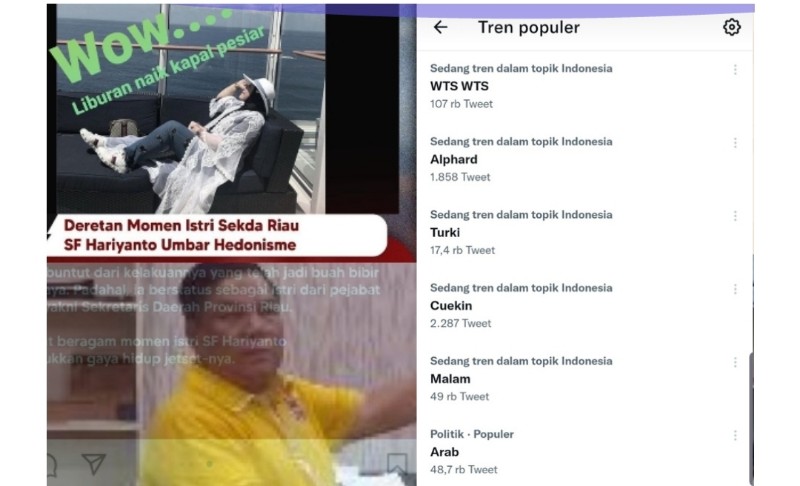 Turki Jadi Trending Topic Twitter Saat Viralnya Isteri Sekda Riau di Lantai Hotel